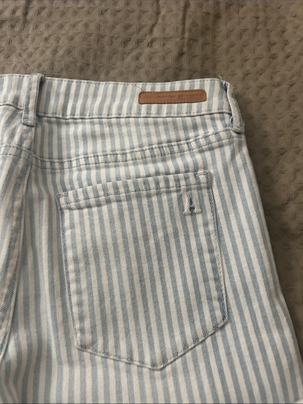 Articles Of Society Blue & White Striped Jeans - High Rise Detail - Picture 4 of 8